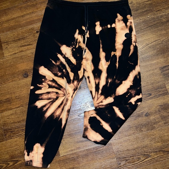 PINK Victoria's Secret Pants - Victoria's Secret PINK Black Orange Custom Tie Dye Cozy Cuffed Joggers Size XL